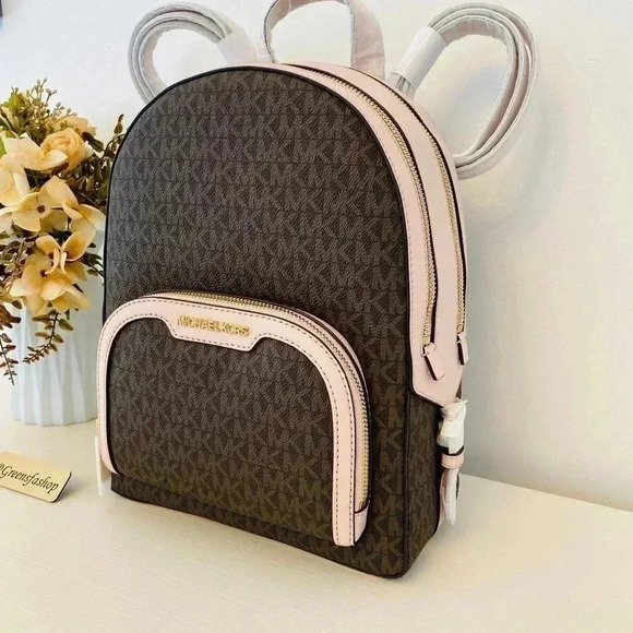 NWT Michael Kors Jaycee Medium Zip Pocket Backpack powder blush - Picture 3 of 10